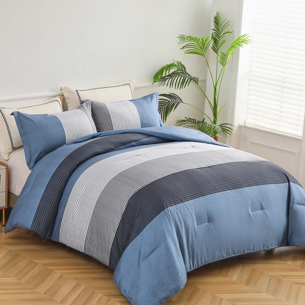 Coastal Drift striped Comforter Bundle - Breezy 3-Piece Bedding
