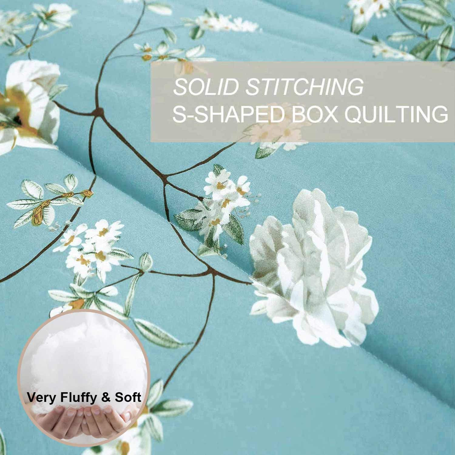 Floral Soft Comforter Set, /, Quilted Bedding for All Seasons