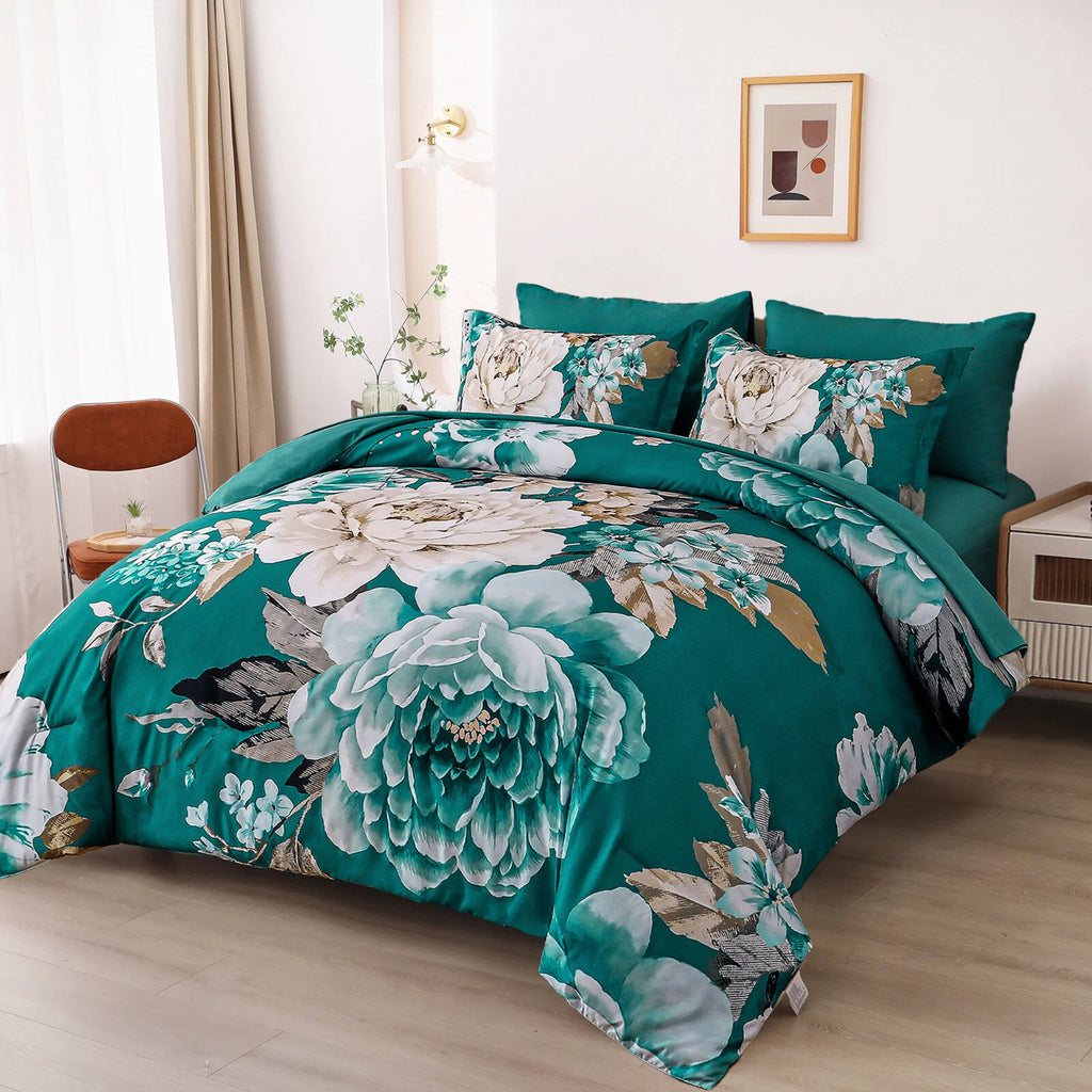 Pure Haven green floral 3-Piece Comforter Set