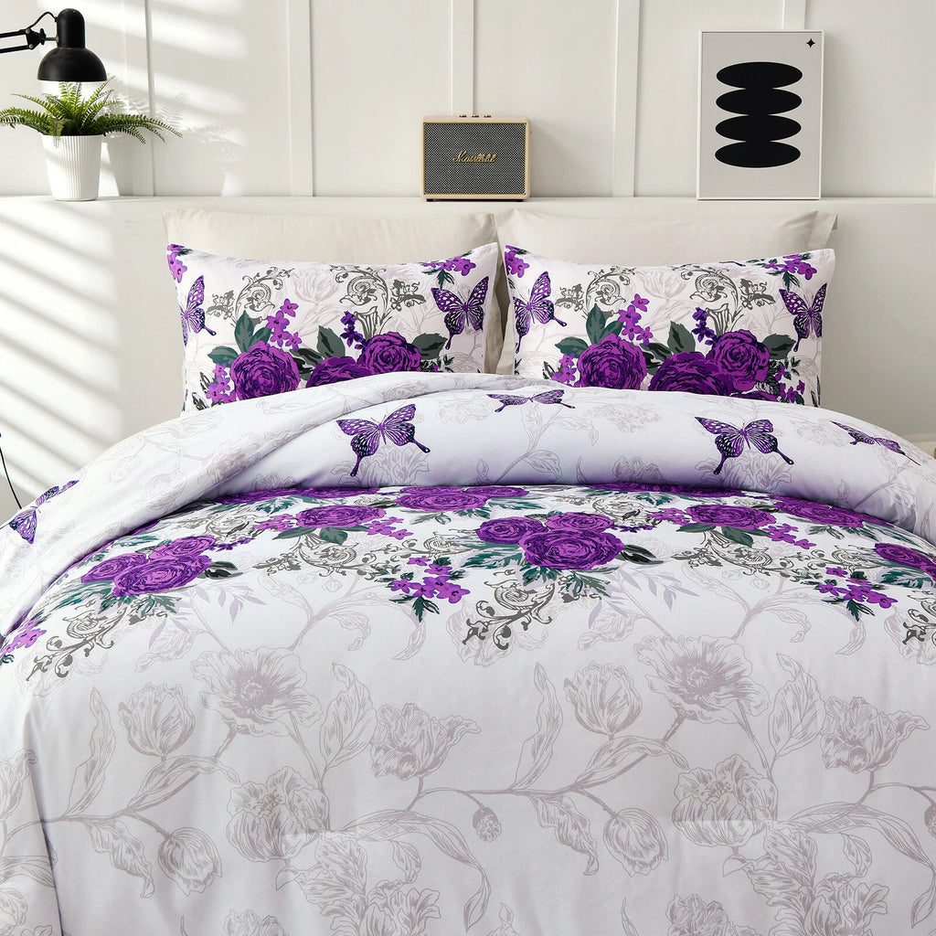 Luxe Loft Purple rose Quilted Comforter & Shams - Trending 3-Piece Set
