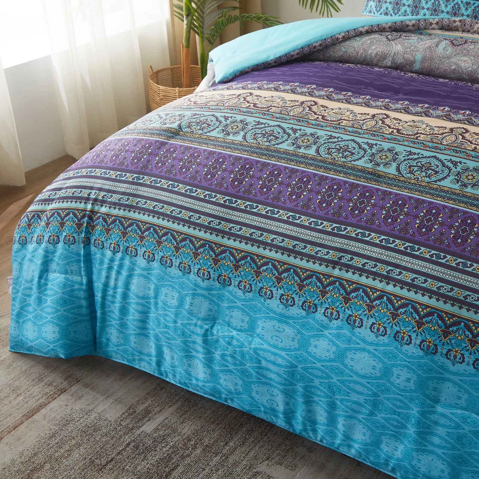 Boho Glow Teal Bedding - 3-Piece Comforter Set for Relaxed Spaces