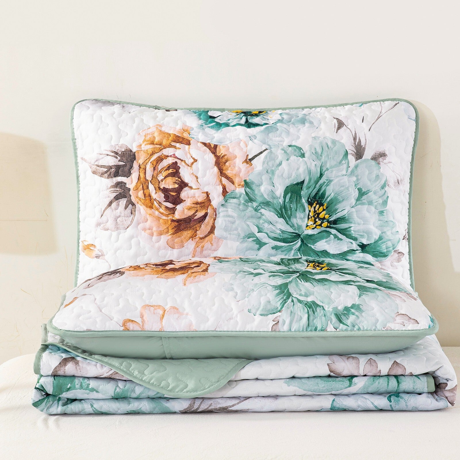 Rustic Farmhouse Chic floral Cozy 3 Pc Bedspread & Pillow Cover Set