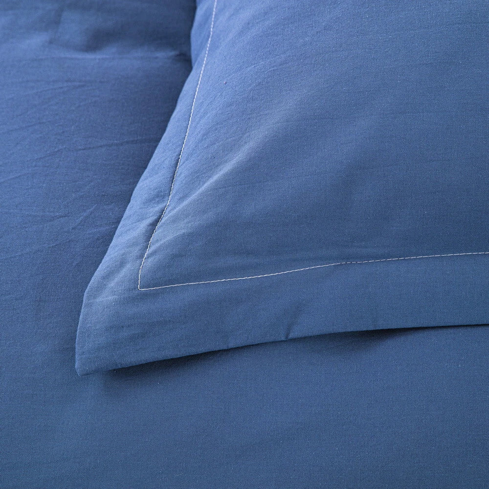 100% cotton Premium Doona Duvet Quilt Cover Set with Soft Pillowcases - Blue-