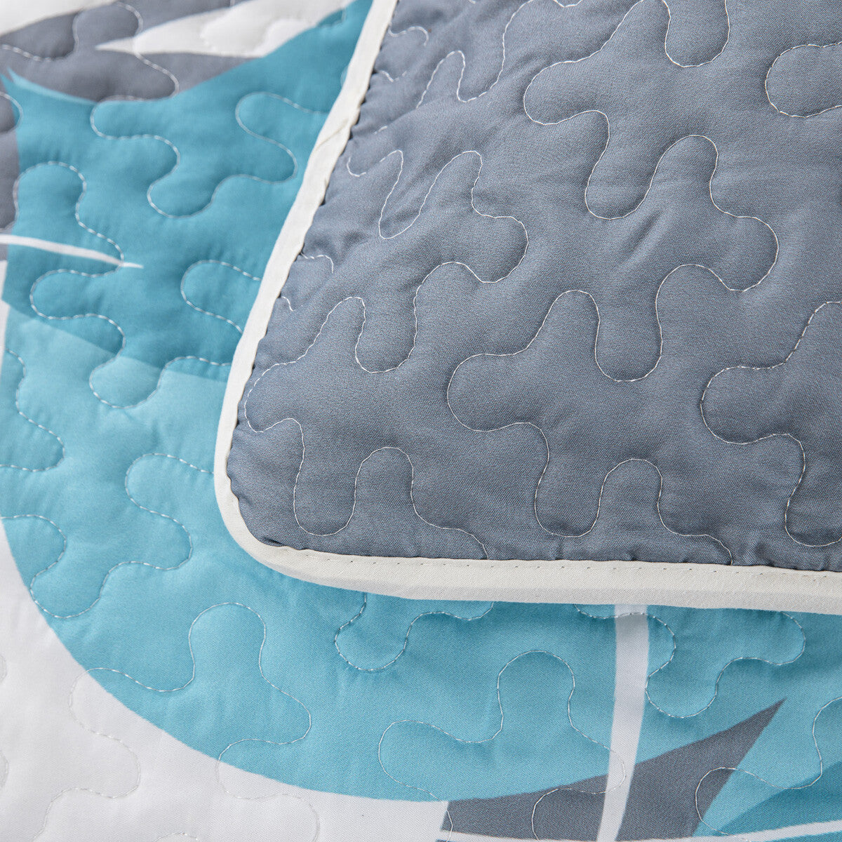 Vintage Delicate Teal floaral Pattern 3 Pc Bedspread & Pillow Cover Set