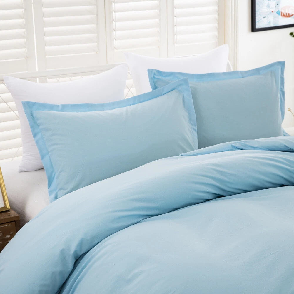 100% cotton Premium Doona Duvet Quilt Cover Set with Soft Pillowcases - Aqua-