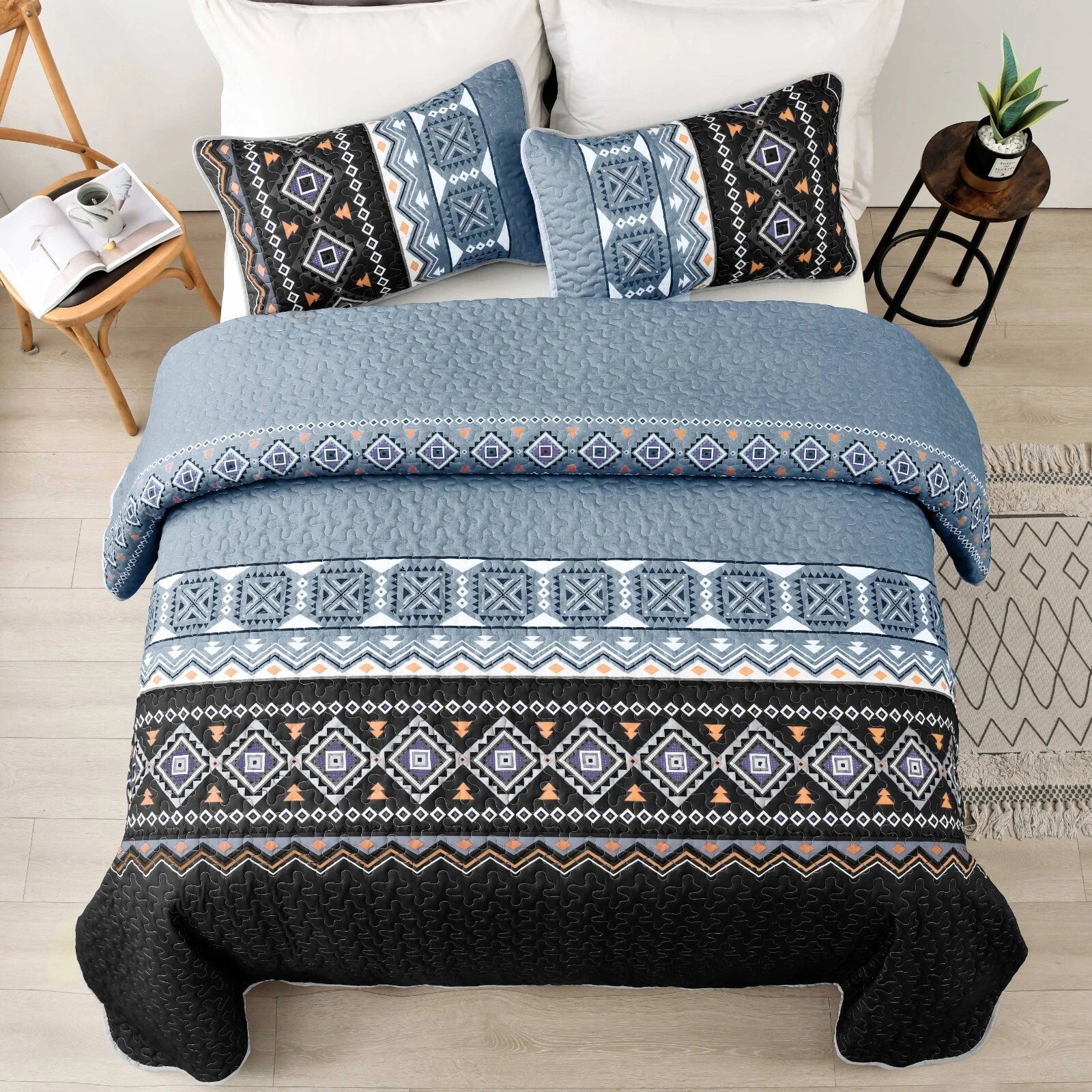 Ambient bloom sky black hour Comforter Set - Aesthetic 3-Piece Bedroom Mood