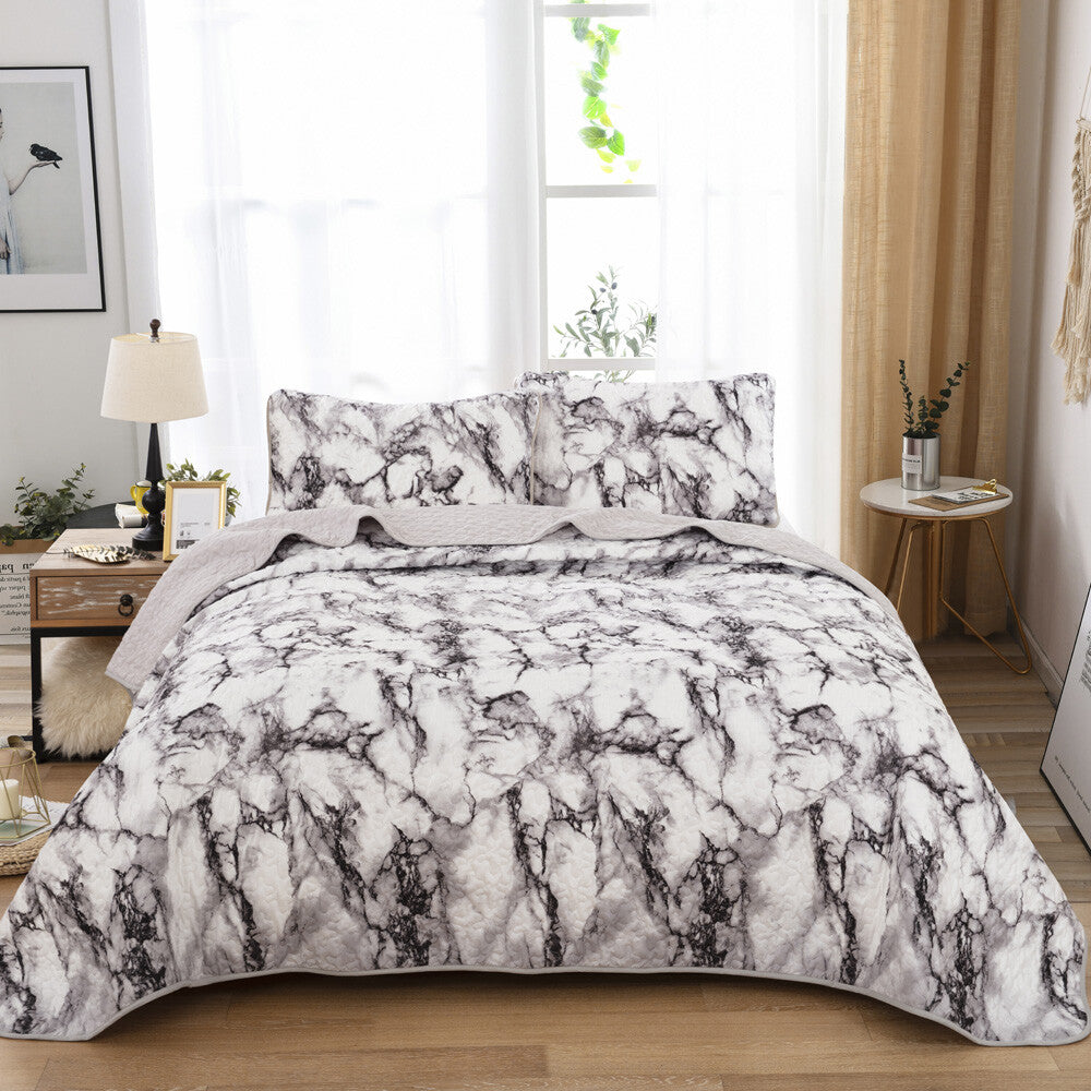 Marble Whisper Lightweight 3 Pc Bedspread & Pillow Cover Set