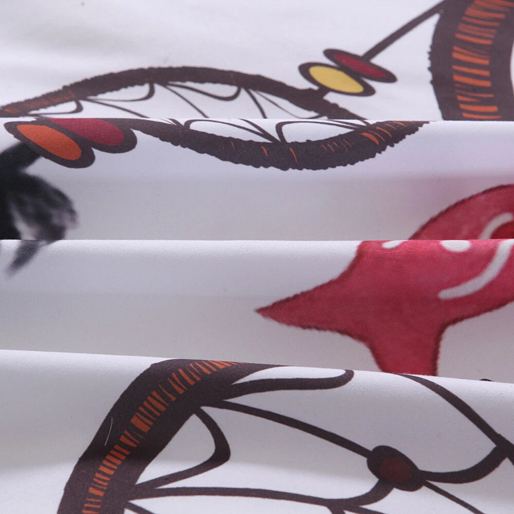 Dream catcher Printed Duvet Cover Set with Matching Pillowcases - white-