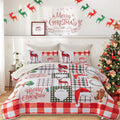 Joyful Santa & Reindeer Christmas Bedspread Set