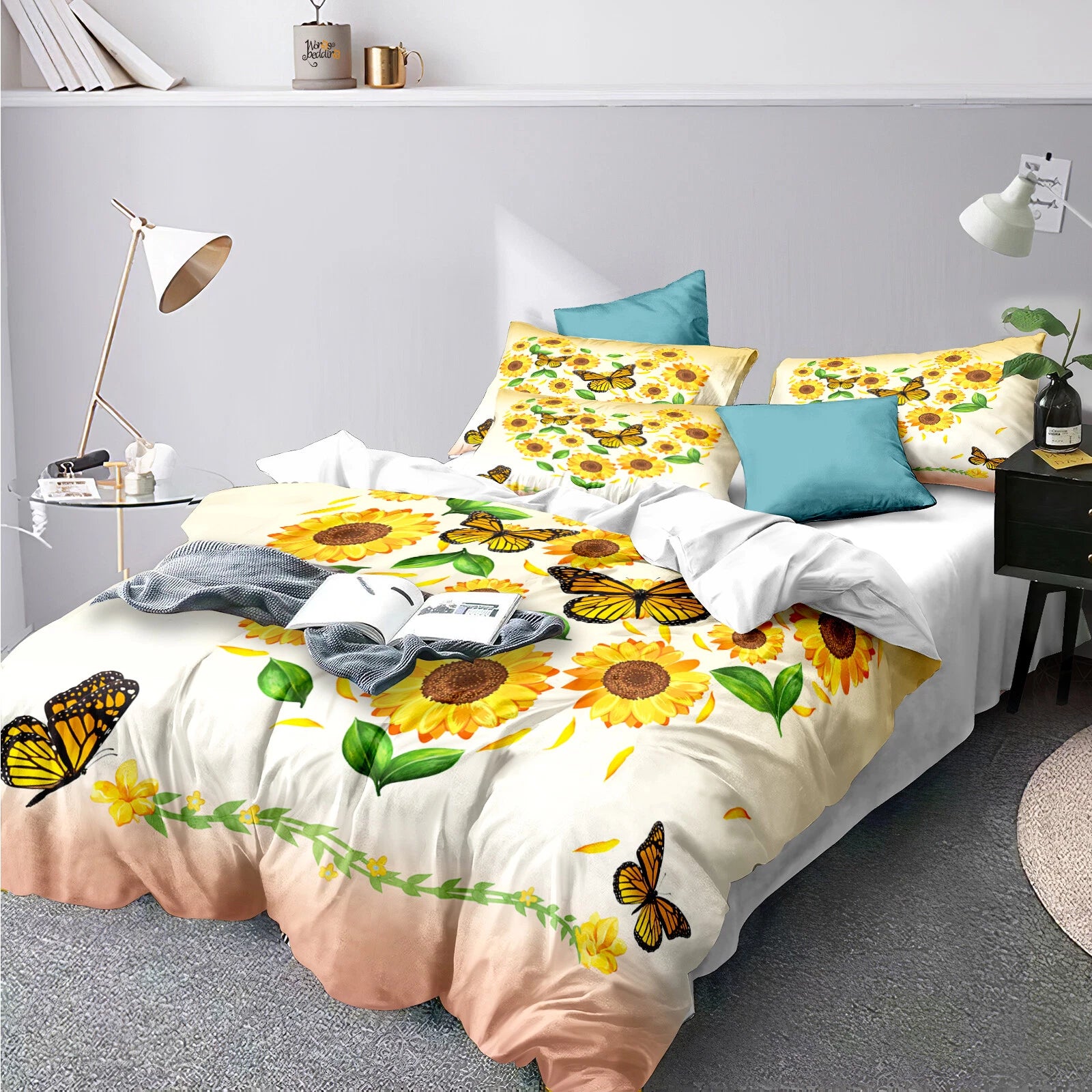 Airy Loft butterfly floral 3-Piece Comforter Bundle - Relaxed
