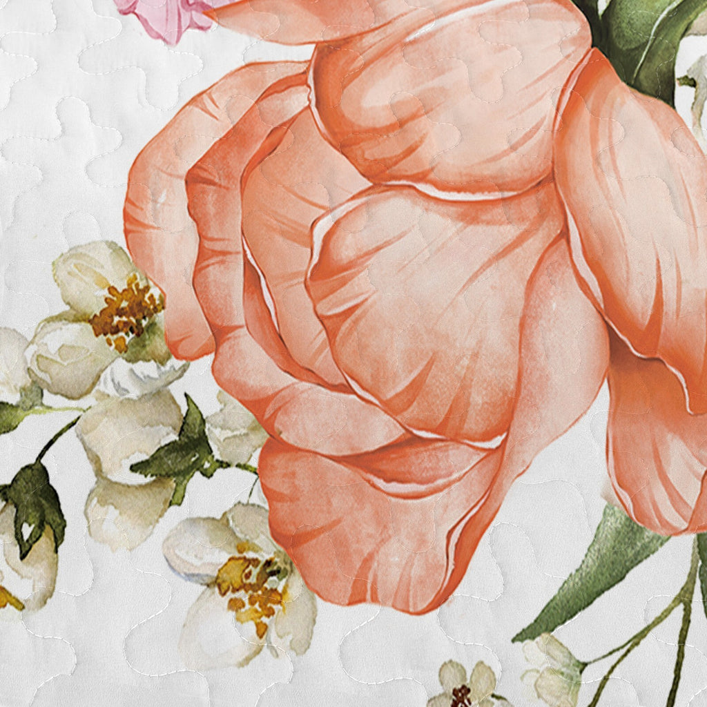 Breezy Coastal Bloom Lightweight 3 Pc Bedspread & Pillow Cover Set