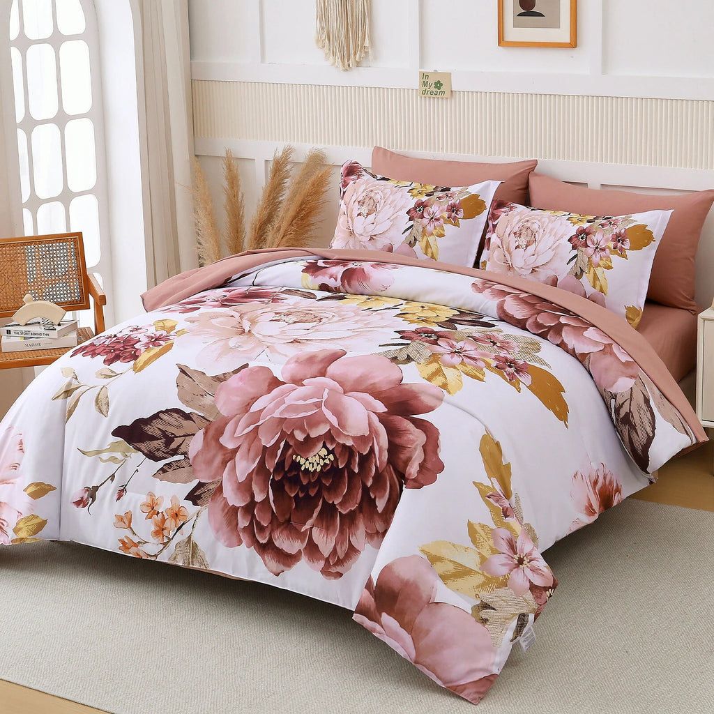 Pure Haven Pink floral 3-Piece Comforter Set