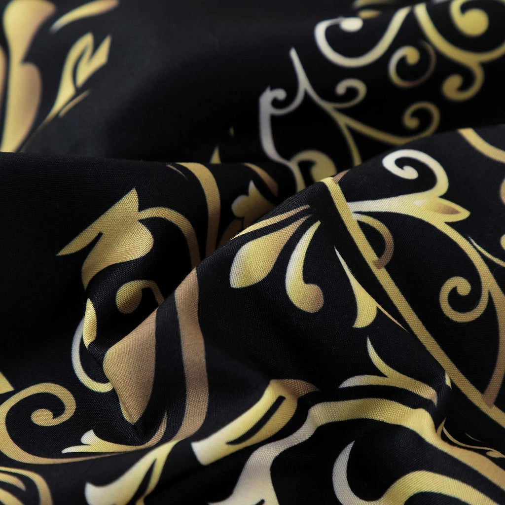 Regal Elegance Black and Gold 3 Pc Comforter & Pillow Cover Set