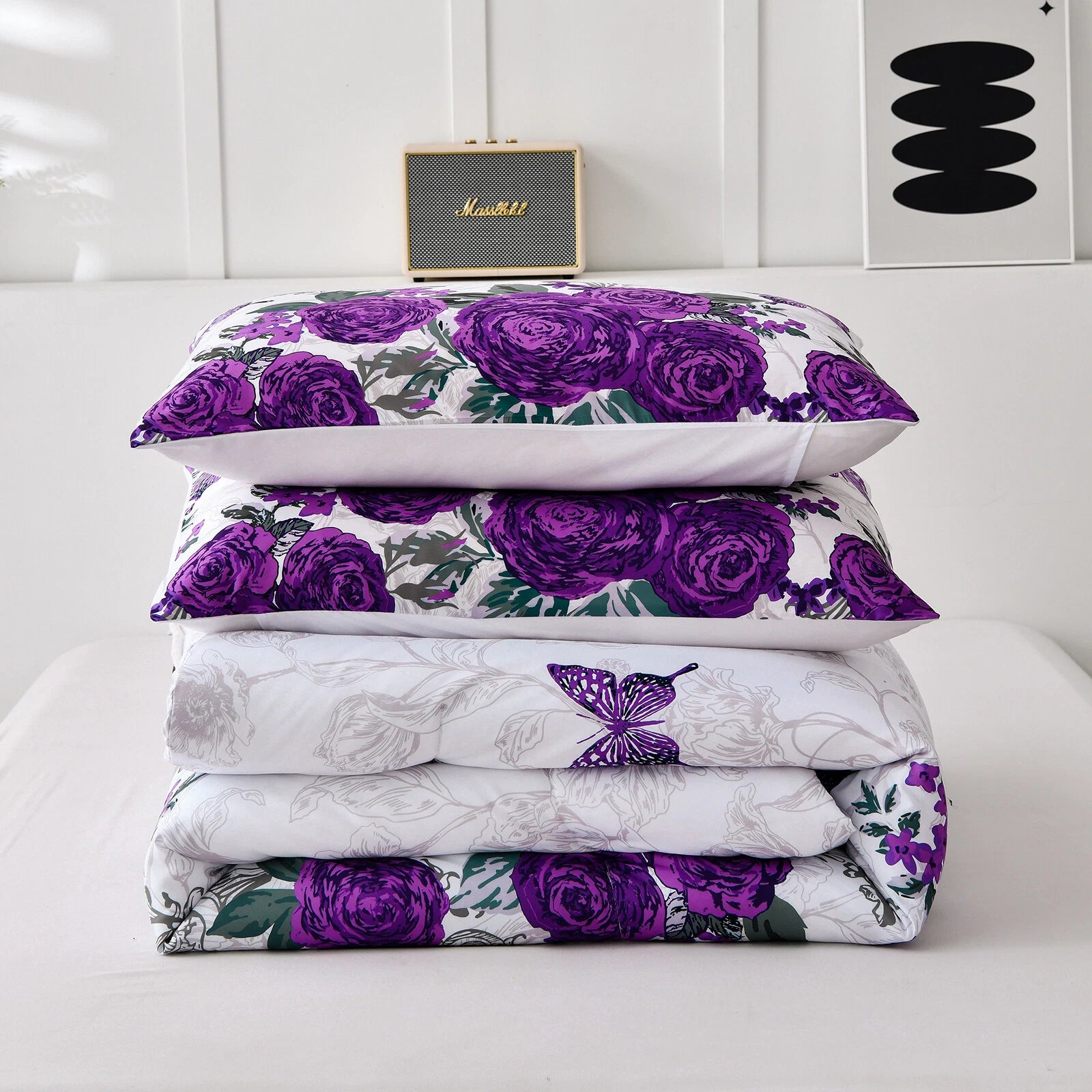 Luxe Loft Purple rose Quilted Comforter & Shams - Trending 3-Piece Set