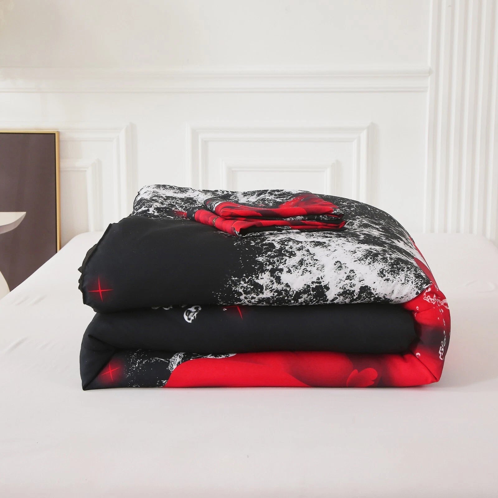 Chill Haven Red Rose 3-Piece Comforter Bundle - Relax & Recharge Style
