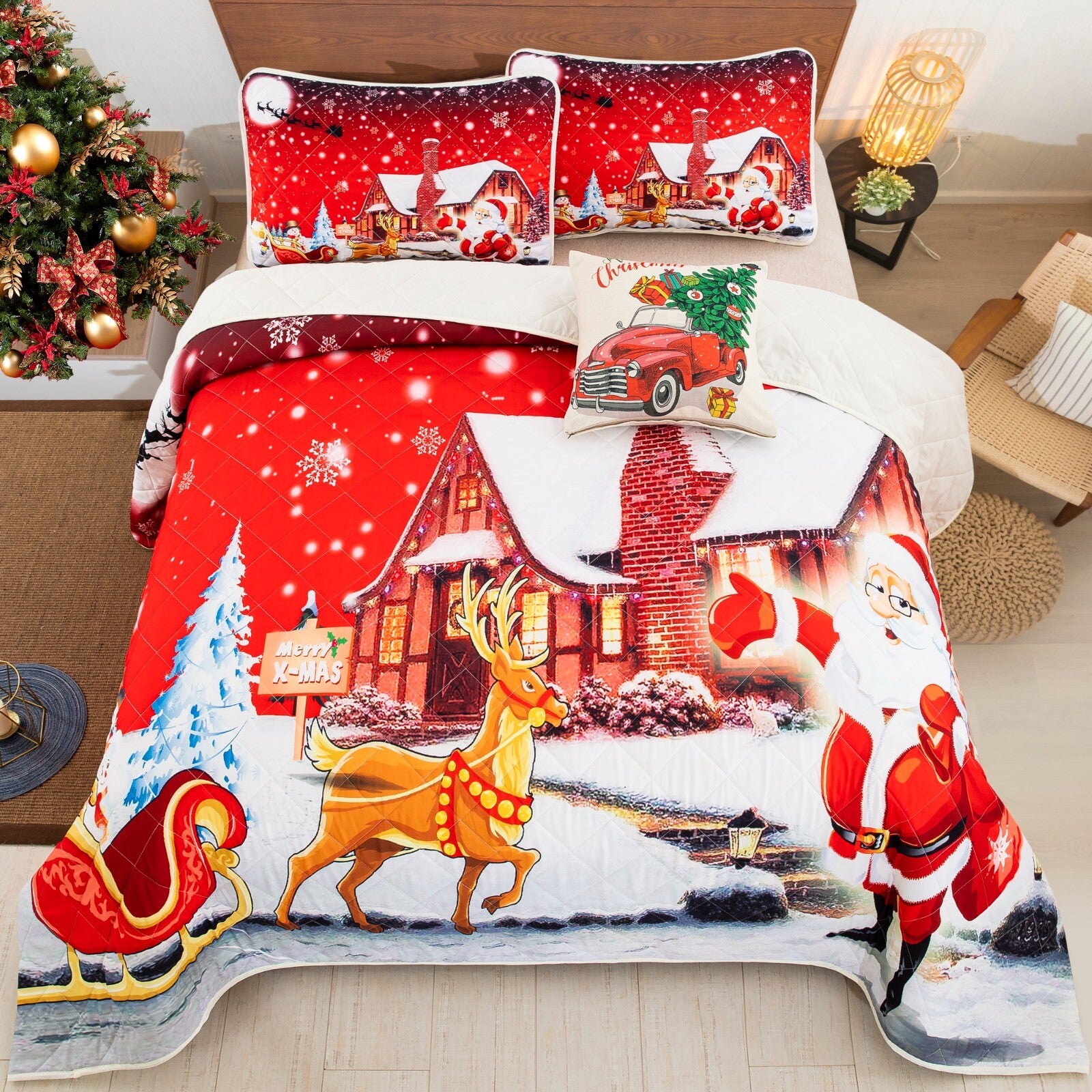 Holiday Cheer Christmas Bedspread Set