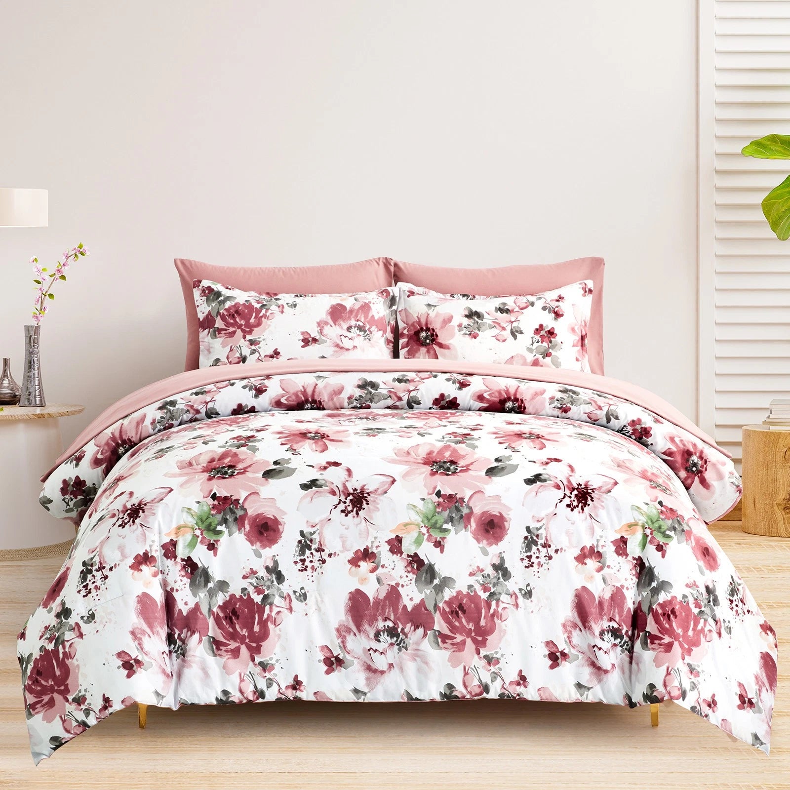Pure Haven Pink floral 3-Piece Comforter Set - Clean & Calm Vibe