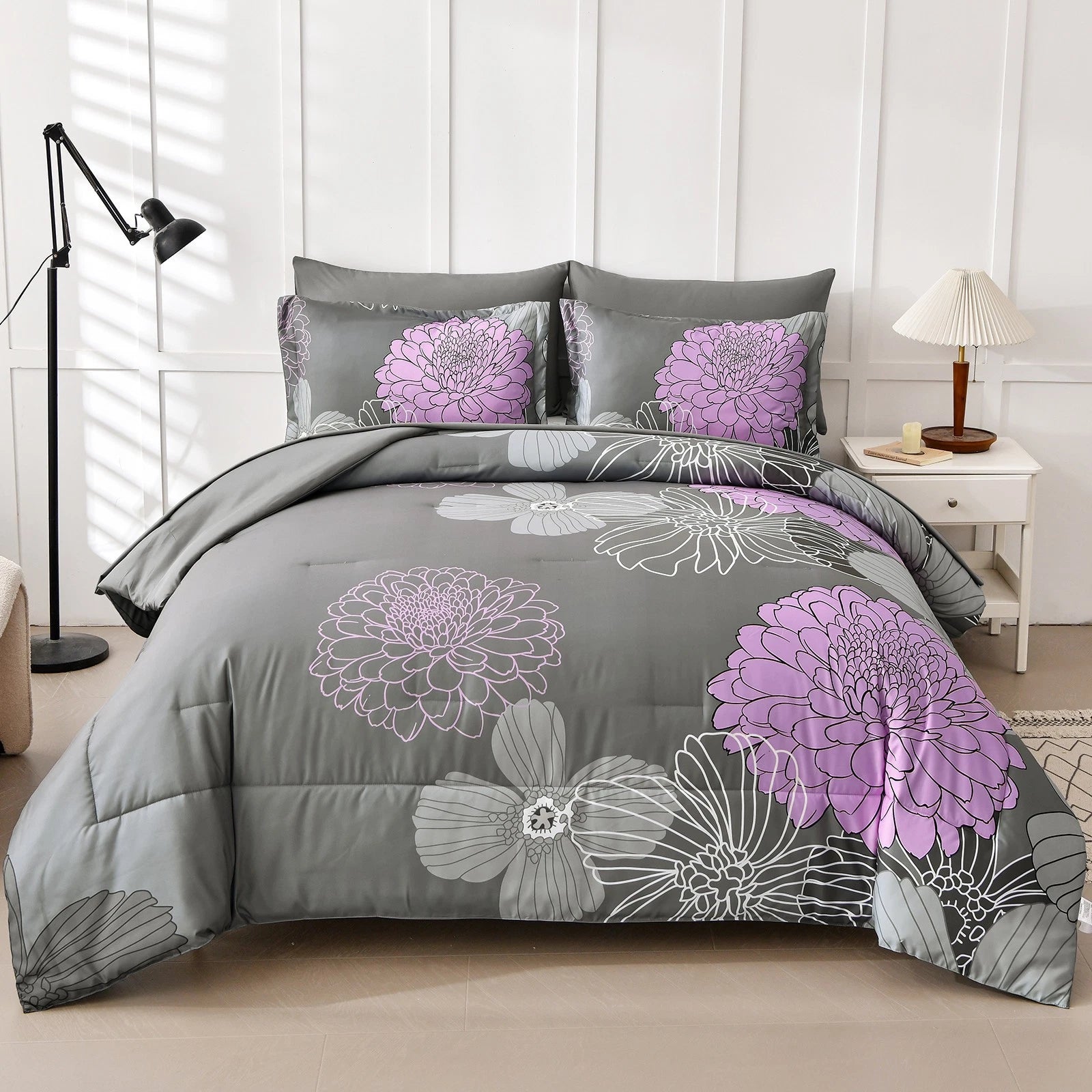 Cloud Nine grey purple Bedding - 3-Piece Comforter Set for Everyday Chill