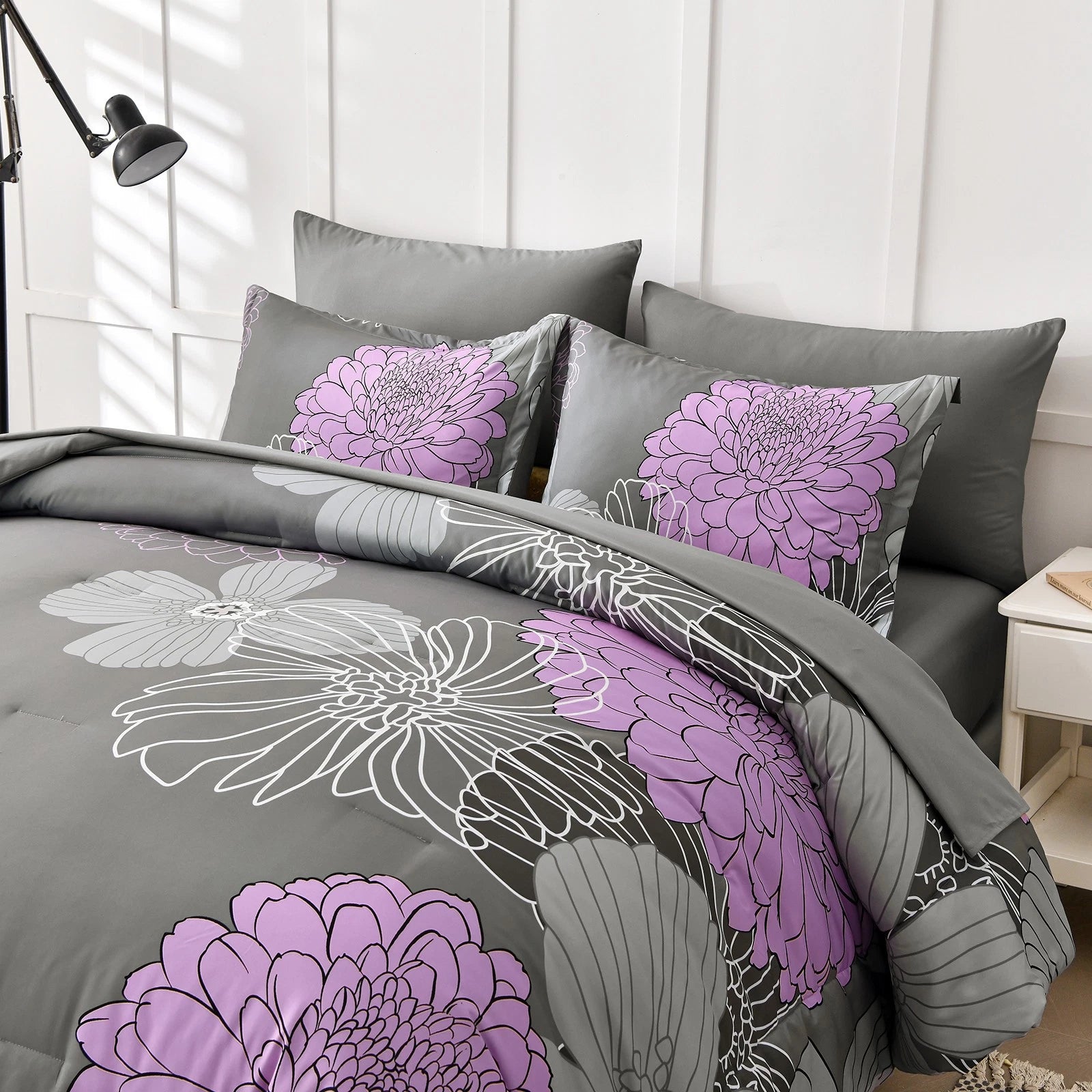 Cloud Nine grey purple Bedding - 3-Piece Comforter Set for Everyday Chill