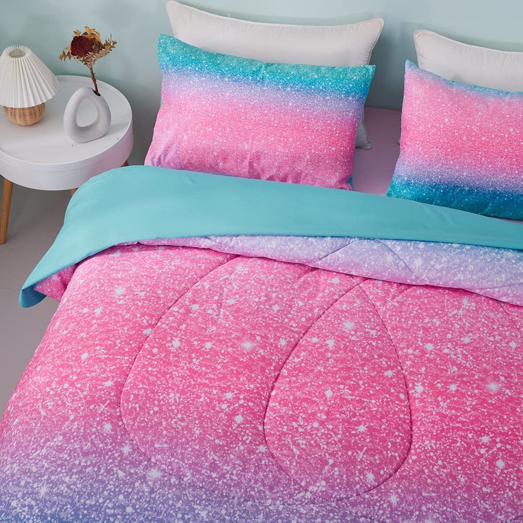 Marble Gradient Comforter Set, Quilted Bedding with Pillowcases