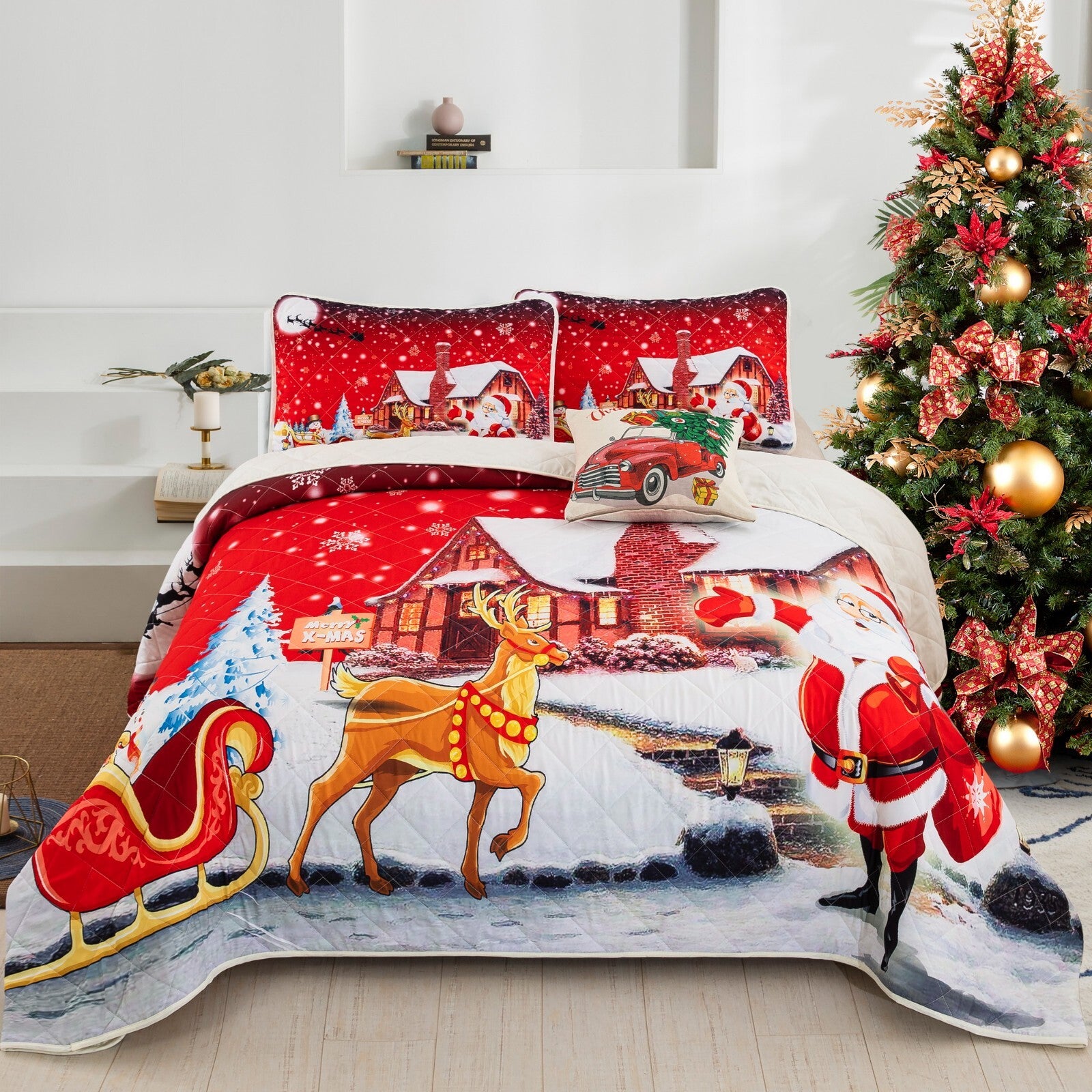Holiday Cheer Christmas Bedspread Set