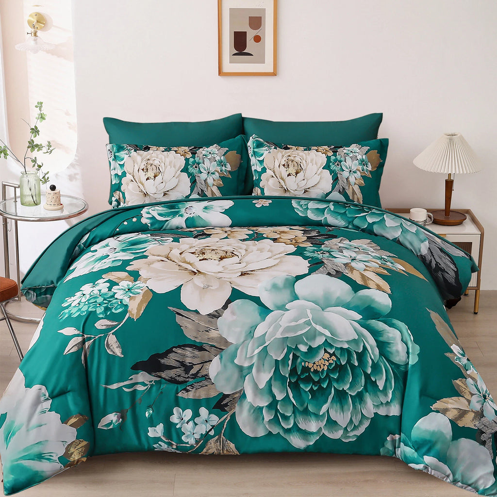 Pure Haven green floral 3-Piece Comforter Set