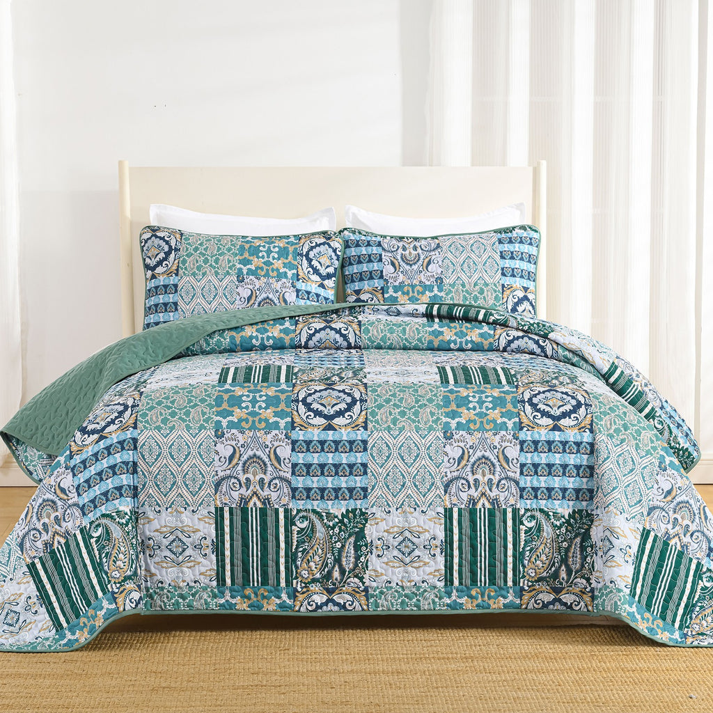 Exquisite Regal Purple 3 Pc Bedspread & Pillow Cover Set