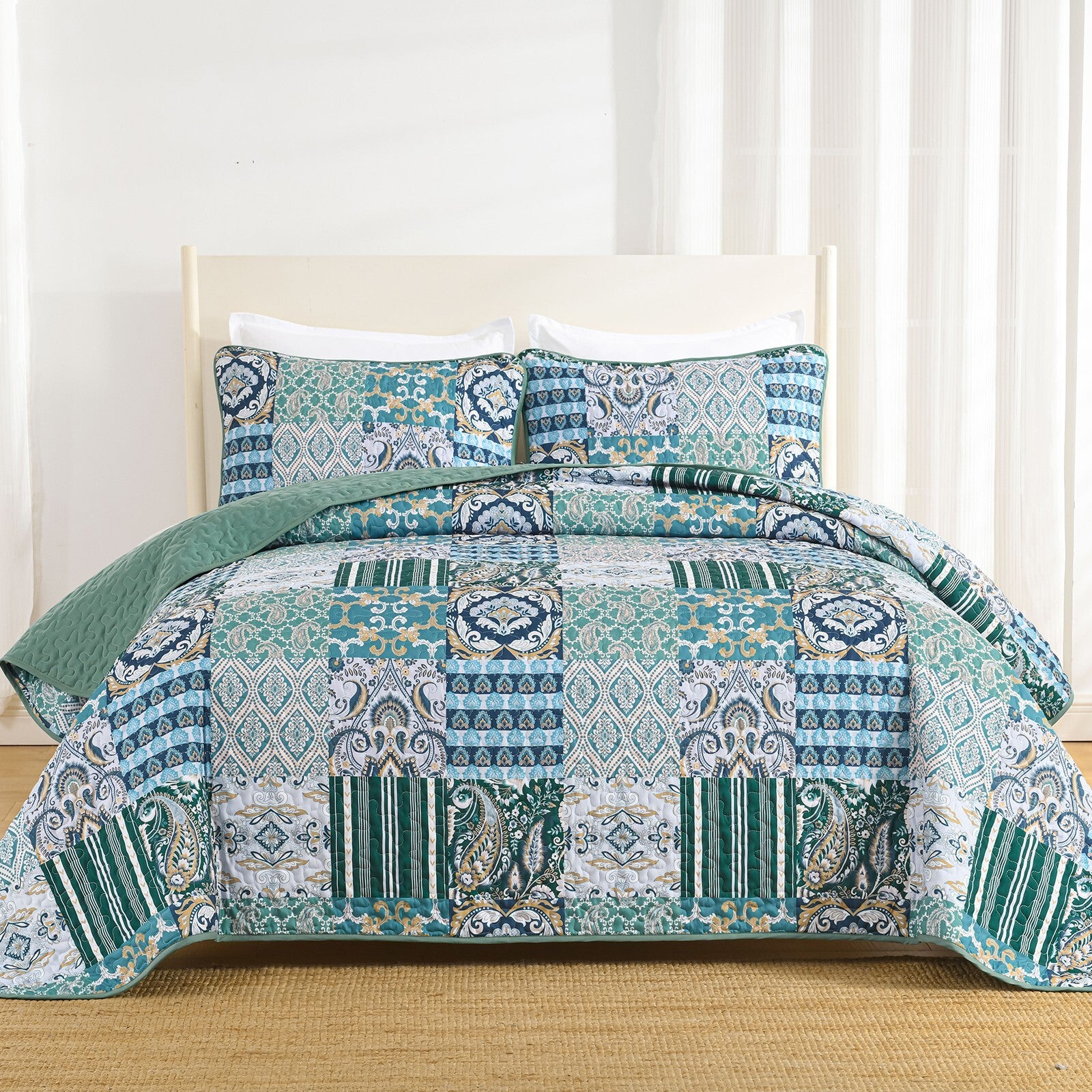 Exquisite Regal Purple 3 Pc Bedspread & Pillow Cover Set