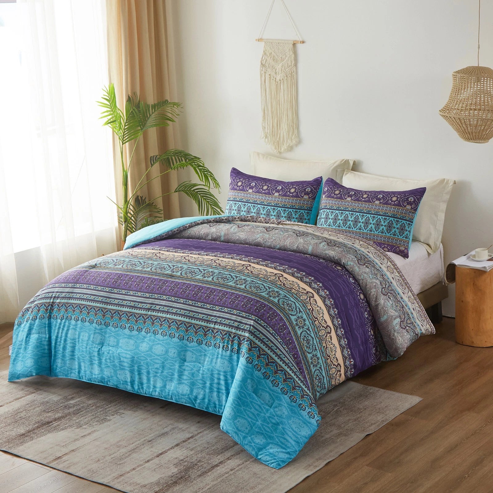 Boho Glow Teal Bedding - 3-Piece Comforter Set for Relaxed Spaces