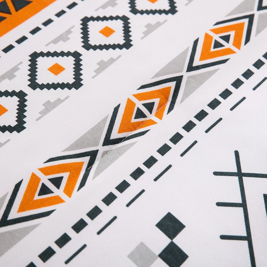 Boho Comforter Set, Reversible Orange Geometric 3-Piece Bedding Collection