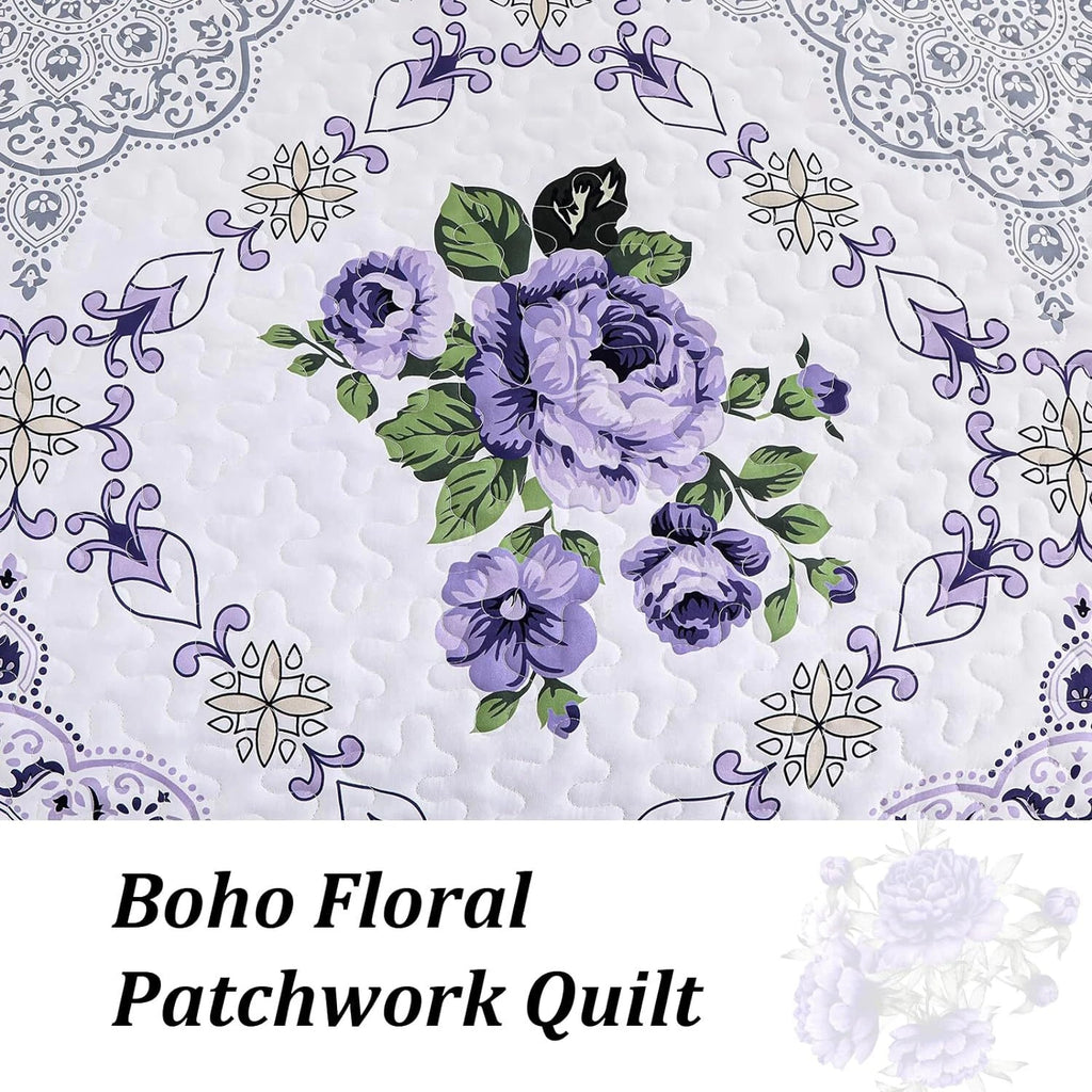 Kaleidoscopic Quilted coverlet and pillowcovers set: Burst of Colors