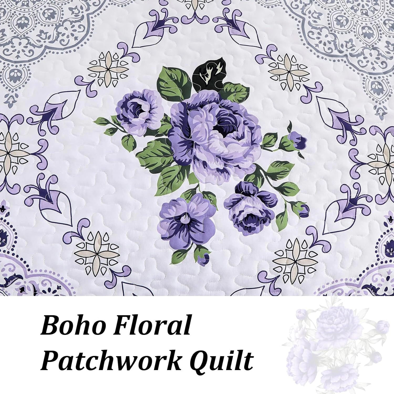 Kaleidoscopic Quilted coverlet and pillowcovers set: Burst of Colors