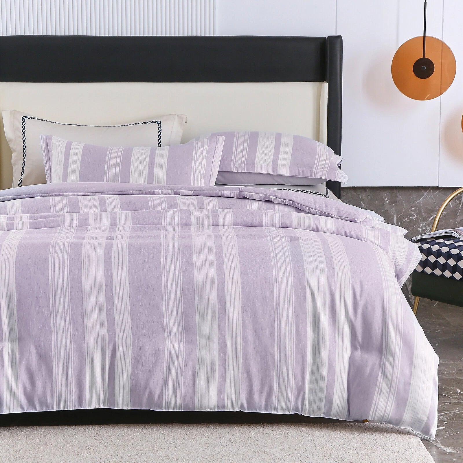 Midnight Calm stripes purple 3-Piece Bedding - Cozy comforter Style