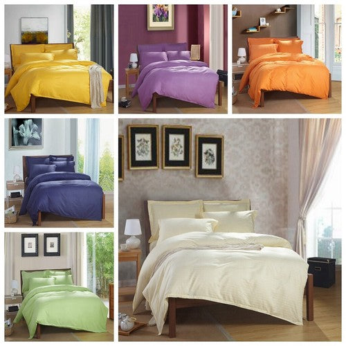 100% cotton Premium Doona Duvet Quilt Cover Set with Soft Pillowcases - yellow-